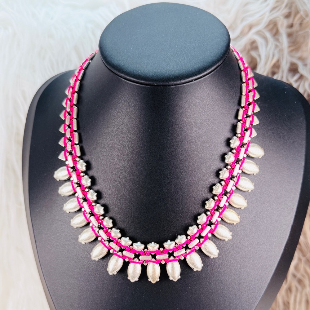 Silvertone Multicolor Pink Reversible Necklace - image 2